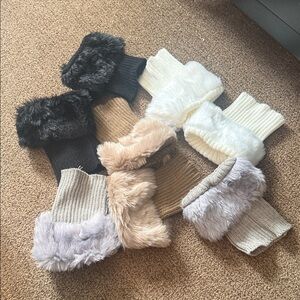 Faux Fur Knit Boot Cuffs Set
